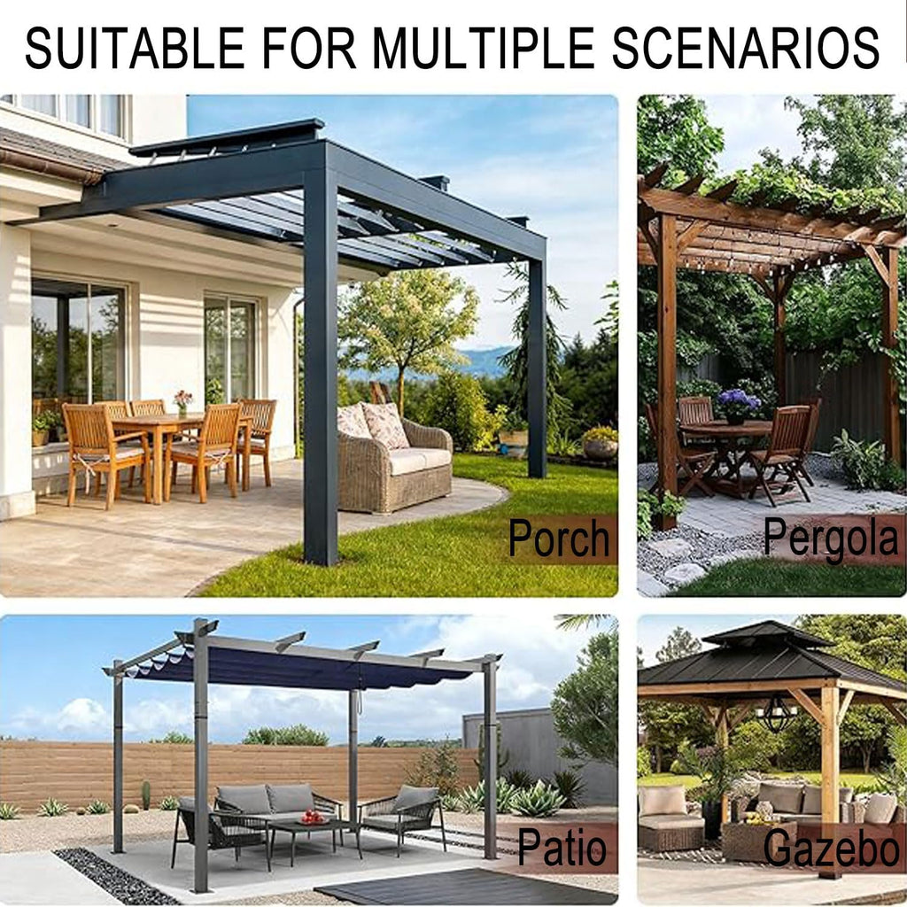 Waterproof Outdoor Curtains , 6 Panels Privacy Weatherproof Outside Curtains for Pergola, Gazebo, Porch, Cabana