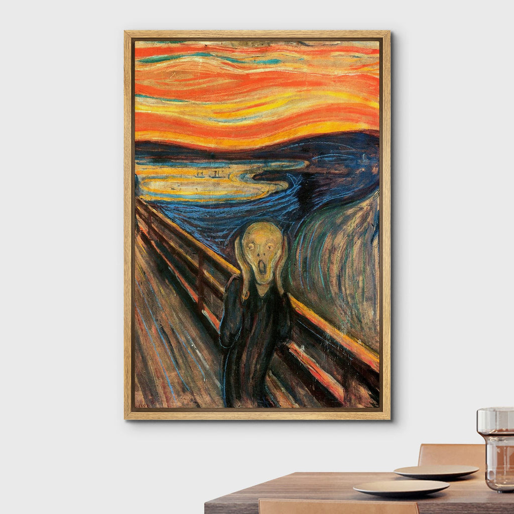 Framed Canvas Print Wall Art The Scream by Edvard Munch People Historic Illustrations Fine Art Traditional Scenic
