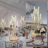 4 Pcs 10 Arm Wedding Gold Candelabra Floor Centerpieces with 40 LED Candle 46.5'' Tall Candlestick Metal Holder with