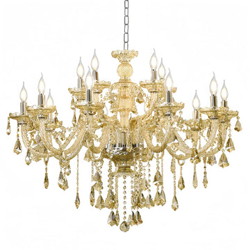 Luxury K9 Crystal Chandelier 15 Light, Modern Cognac Crystal Ceiling Chandelier Lighting Fixture Candle Style E12 Base for Dinning Living Room Bedroom Hallway (15 Lights) A110-B09BM3MP2D