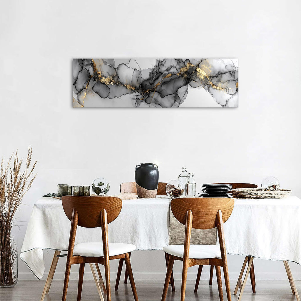 Abstract Black and Gold Wall Art Marble Wall Decor Minimalist Marble Ink Texture Canvas Prints Watercolor Fluid Line