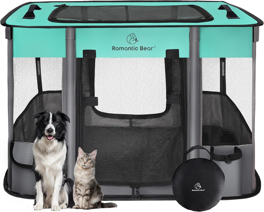 Dog Playpen,Pet Playpen,Foldable Dog Cat Playpens,Portable Exercise Kennel Tent Crate,Water-Resistant Breathable Shade
