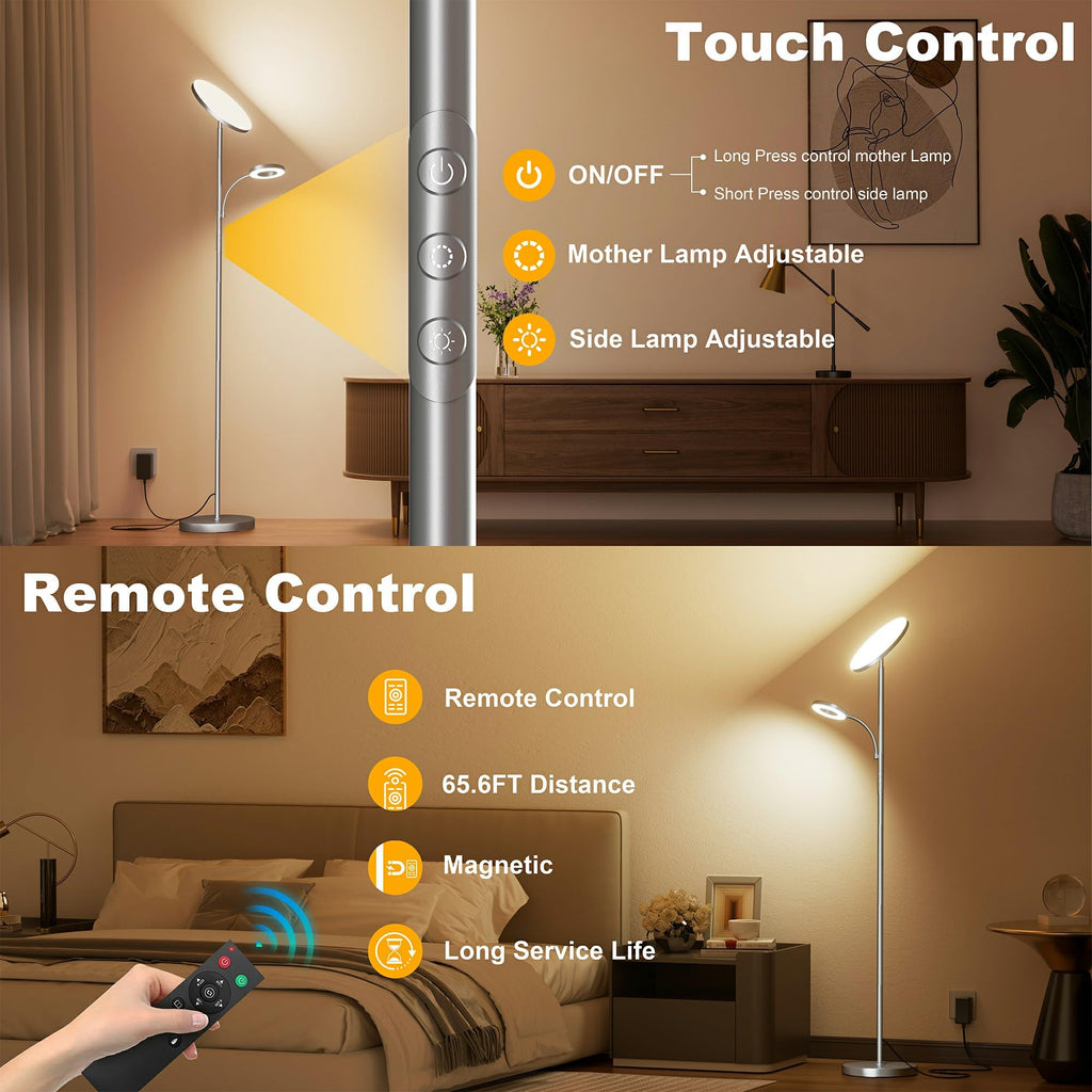 2026 Floor Lamp, 42W Torchiere LED Lamp, Stepless Dimming Floor Lamps with Remote Control, Color