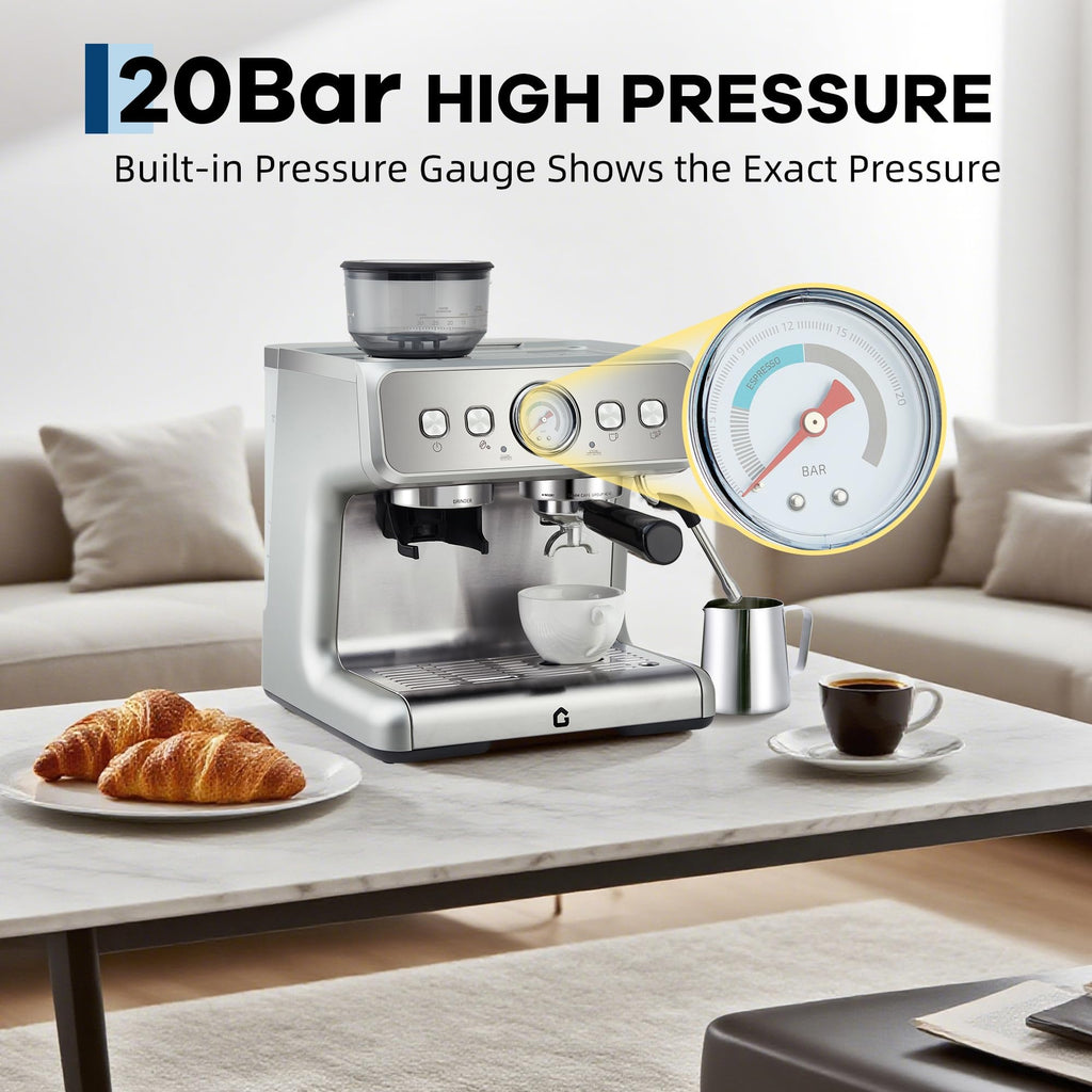 20 Bar Espresso Machine With Grinder Semi Automatic Coffee Maker