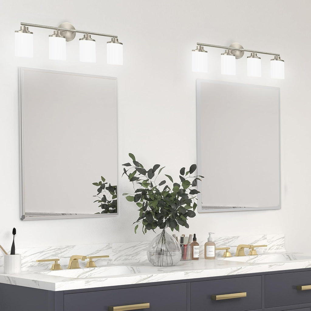 Bathroom Light Fixtures,Brushed Nickel Bathroom Lights,4-Light Vanity Light,Bathroom Light Over Mirror,Modern
