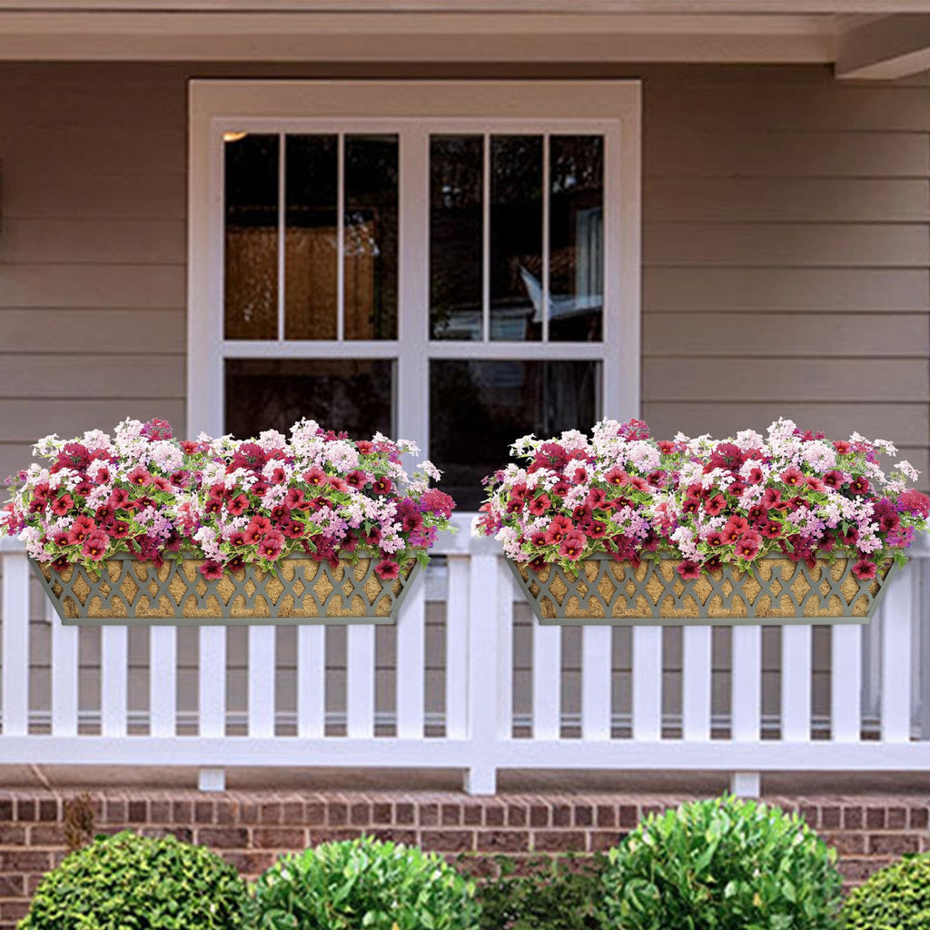 2 Pack 30 Inch Window Boxes Planters Railing Planter Box with Adjustable Brackets for Porch Fence Patio Balcony