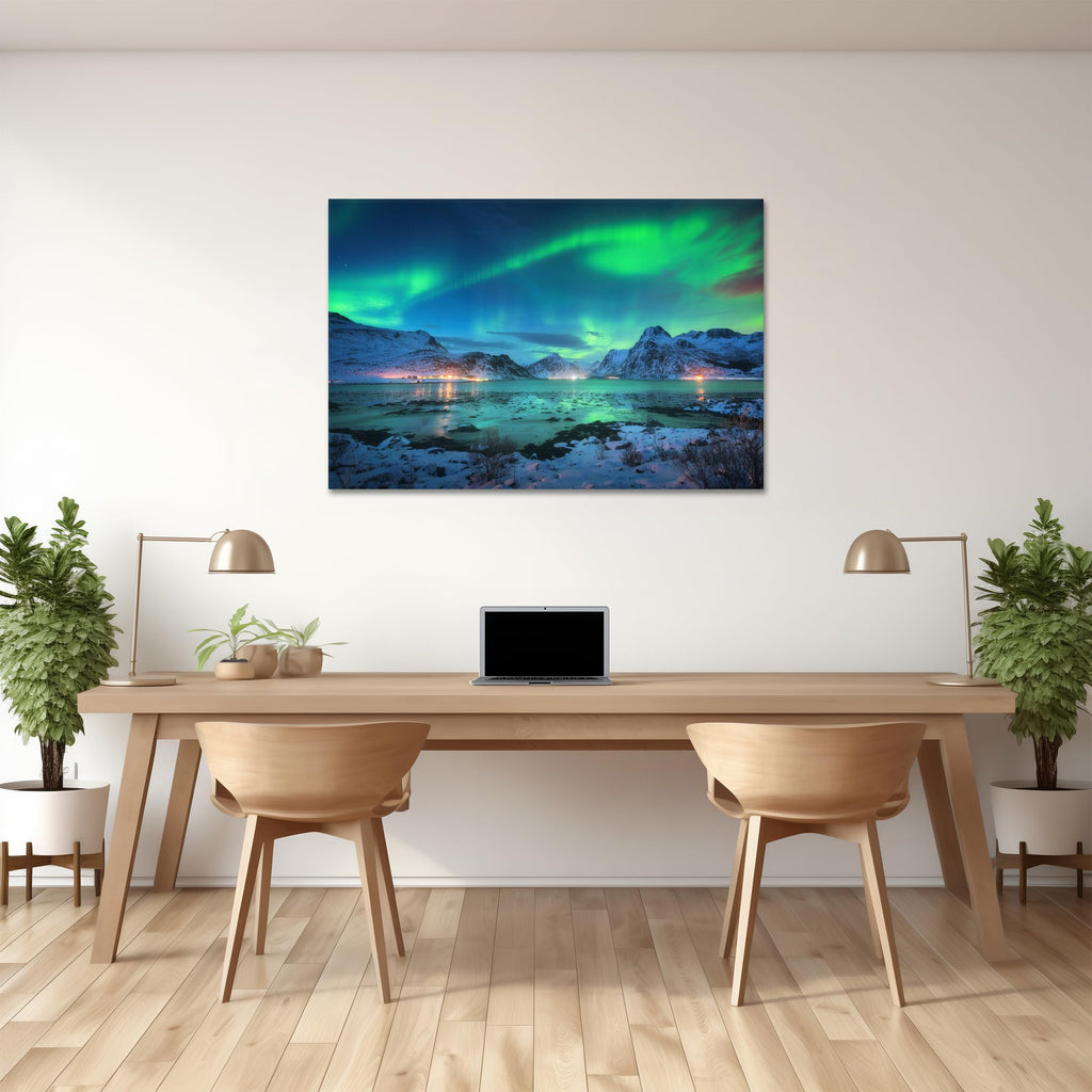 Alaska Canvas Wall Art Aurora Pictures Posters Northern Lights Decor Landscape Mountains Framed Prints Office Decor