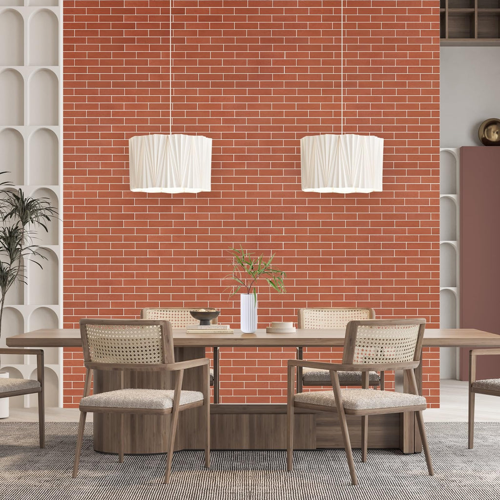 100 Pcs Faux Thin Brick Wall Tiles Veneers, Inorganic Modified Clay, 14 Sq.ft, Realistic Brick Texture and