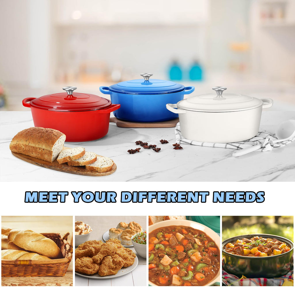 Oval Dutch Oven, 5qt Enameled Cast Iron Dutch Oven Pot with Lid