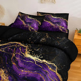 Black Gold Comforter Set Purple Marble Bedding Set King Black Marble Stone Abstract Artwork Bedroom Decor Black Marble