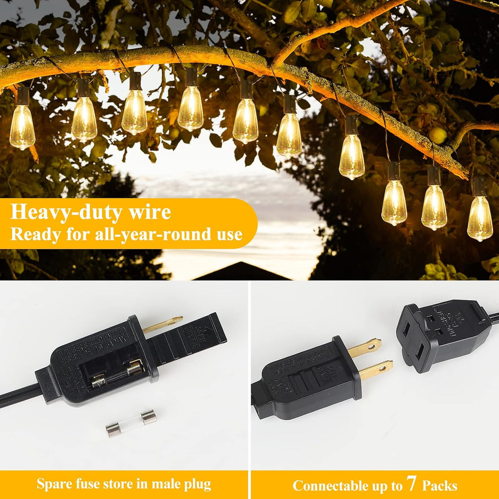 Outdoor String Lights 200FT Waterproof, Patio String Lights for Outside with 100+4 ST38 Shatterproof LED Filament