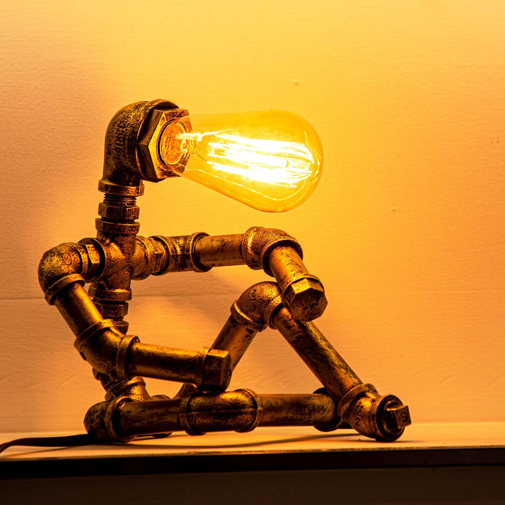 Steampunk Table Lamp, Vintage Industrial Metal Robot Table lamp, Water Pipe Table Lamp, Steam Punk Pipe Lamp Style