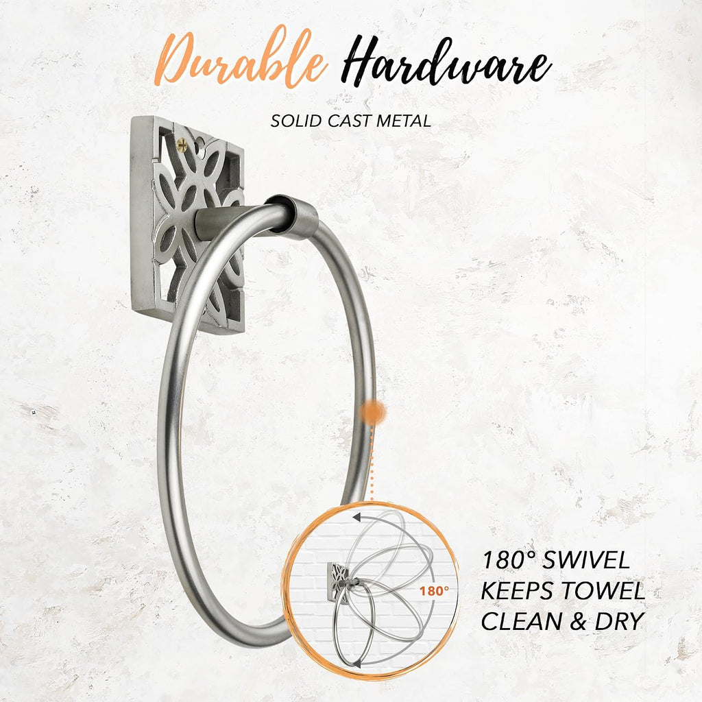 5 Pieces Nickel Bathroom Accessories Set, Wall Mounted - Silver Toilet Paper Holder, Chrome Bath Towel Holder