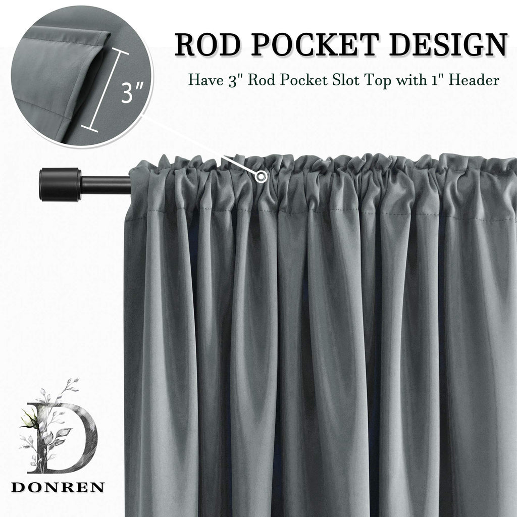 2 Panels Blackout Curtain Panels - Room Darkening Thermal Insulated Drapes with Rod Pocket(Medium Grey, 42 by 84 Inch)