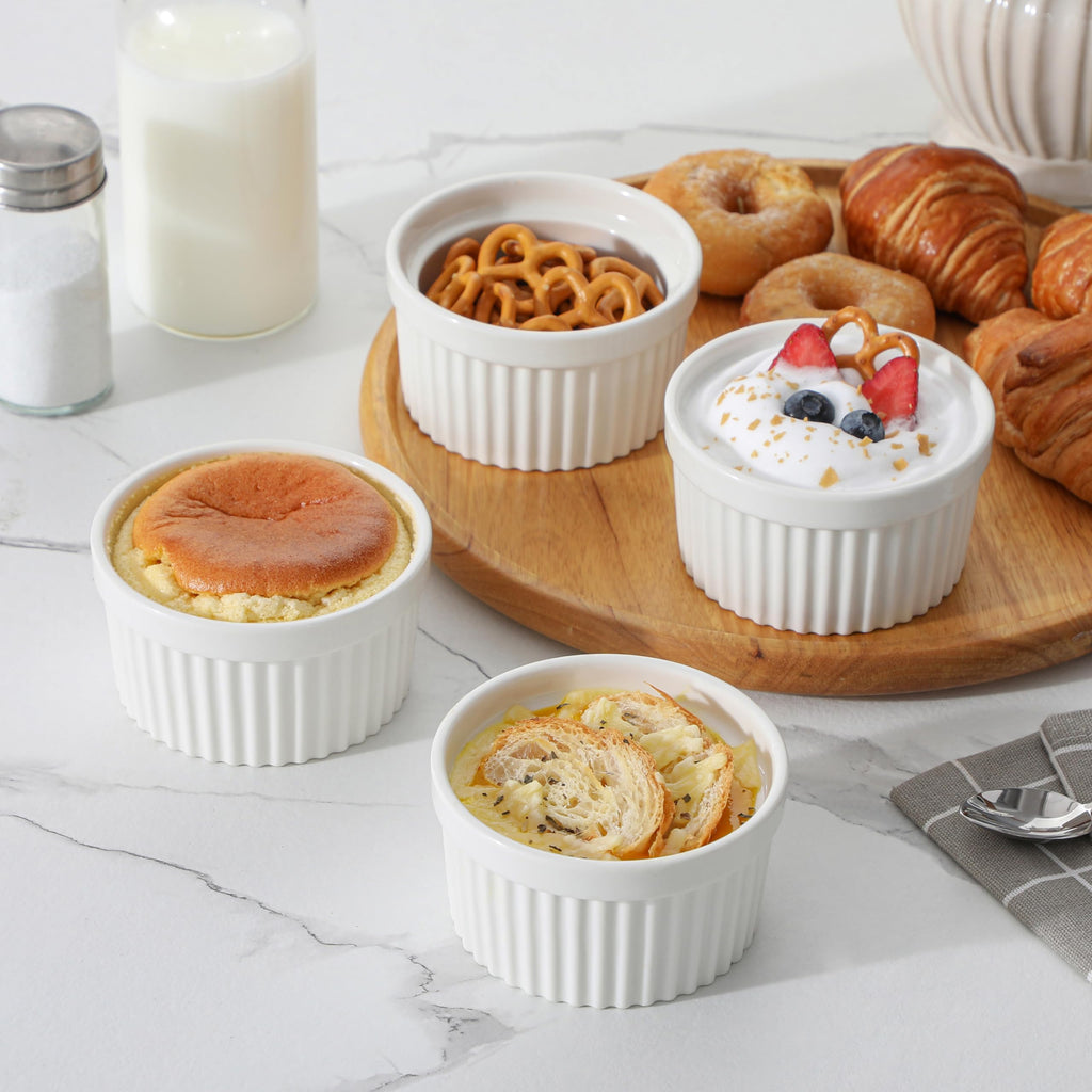 8 oz Oven Safe, Porcelain, Set of 6, White