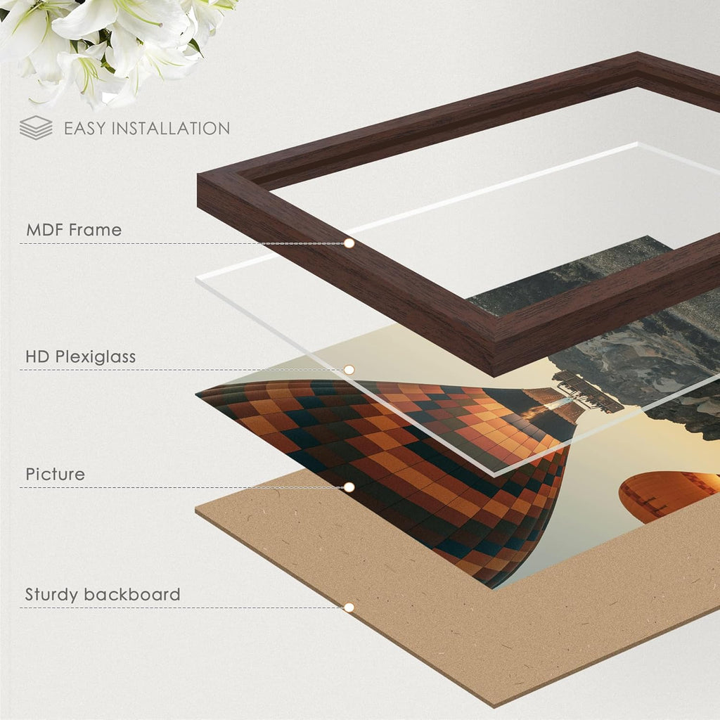 24x36 Poster Frame Walnut Woodgrain, with Plexiglass and Wall Mount | Poster Frames 24 x 36 inches or 24x36 Picture