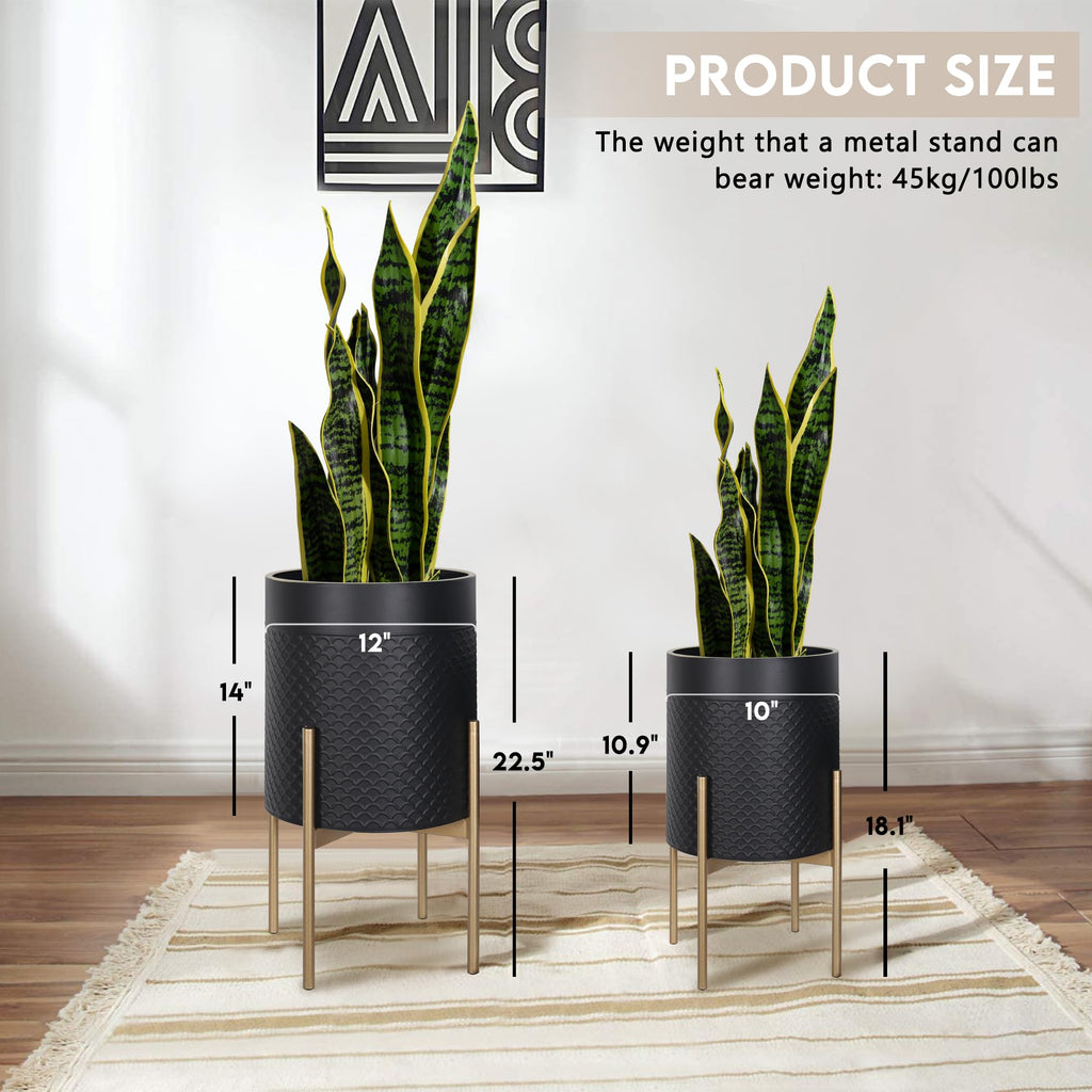 Planters for Indoor Plants, Set of 2 Decorative Planter with Stand