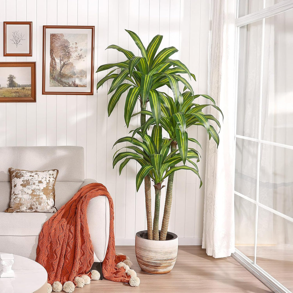 6ft Artificial Dracaena Tree with Natural Trunk