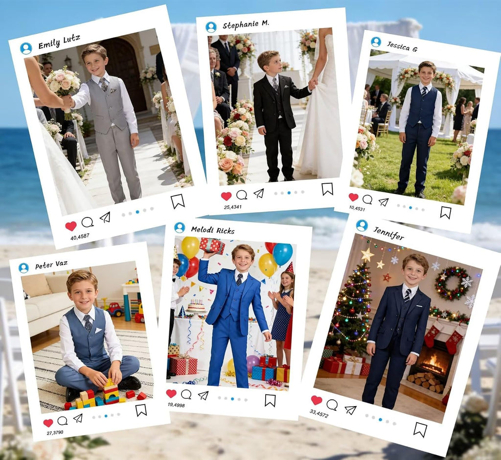 Boys Suit Kids Formal Tuxedo Suits for Boys Wedding Easter Outfits