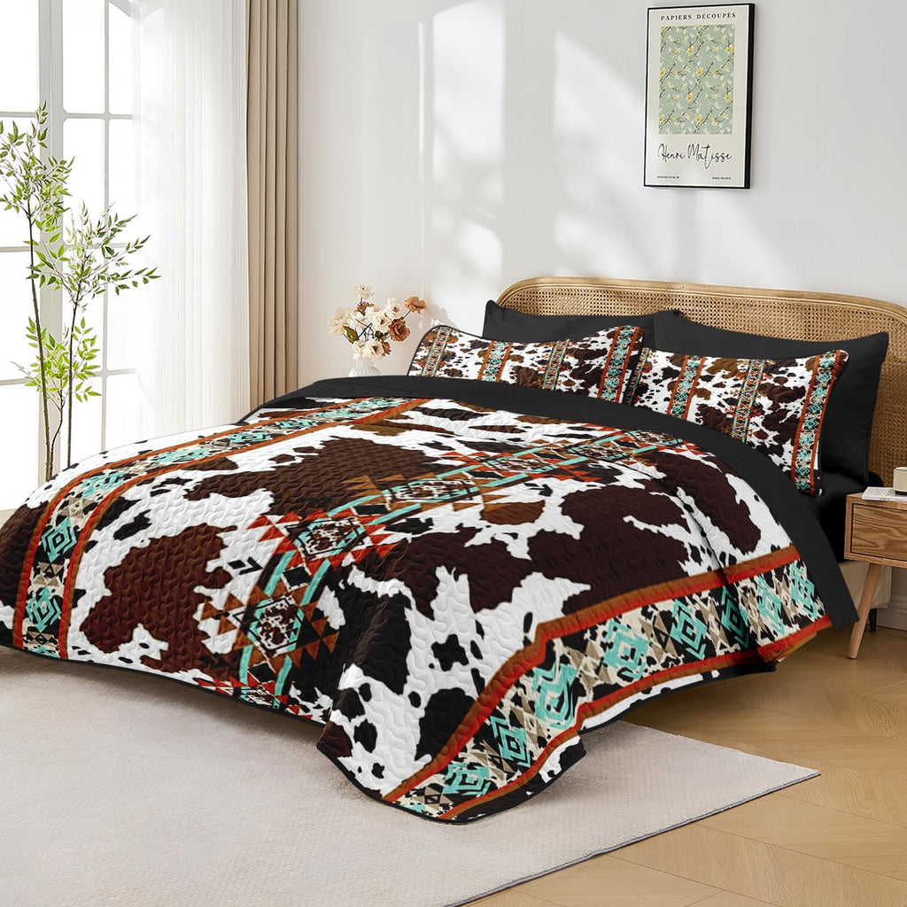 Quilt Set, 7 Pieces Western Cow Bedding, Bedspread