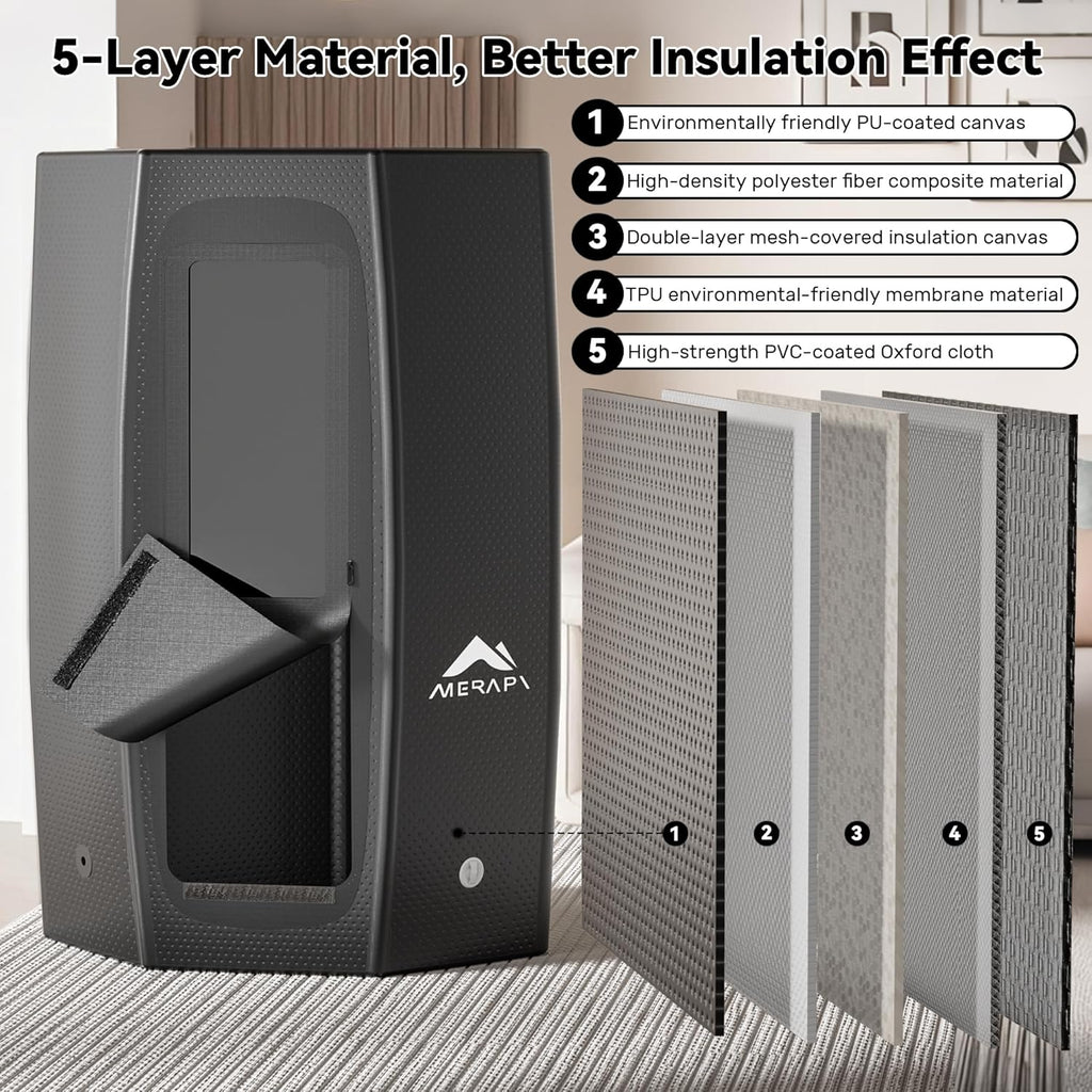 Merapi Premium Portable Inflatable Sauna - Professional Brushed PVC (44.97lbs), Sets Up in 3 Mins, More Portable Than Wood Saunas/More Durable Than Oxford Fabric, for Home SPA/Gym/Travel