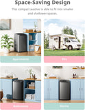 Portable Washing Machine, 0.9 cu.ft Compact Washer With LED Display, 5 Wash Cycles, 2 Built-in Rollers, Space Saving