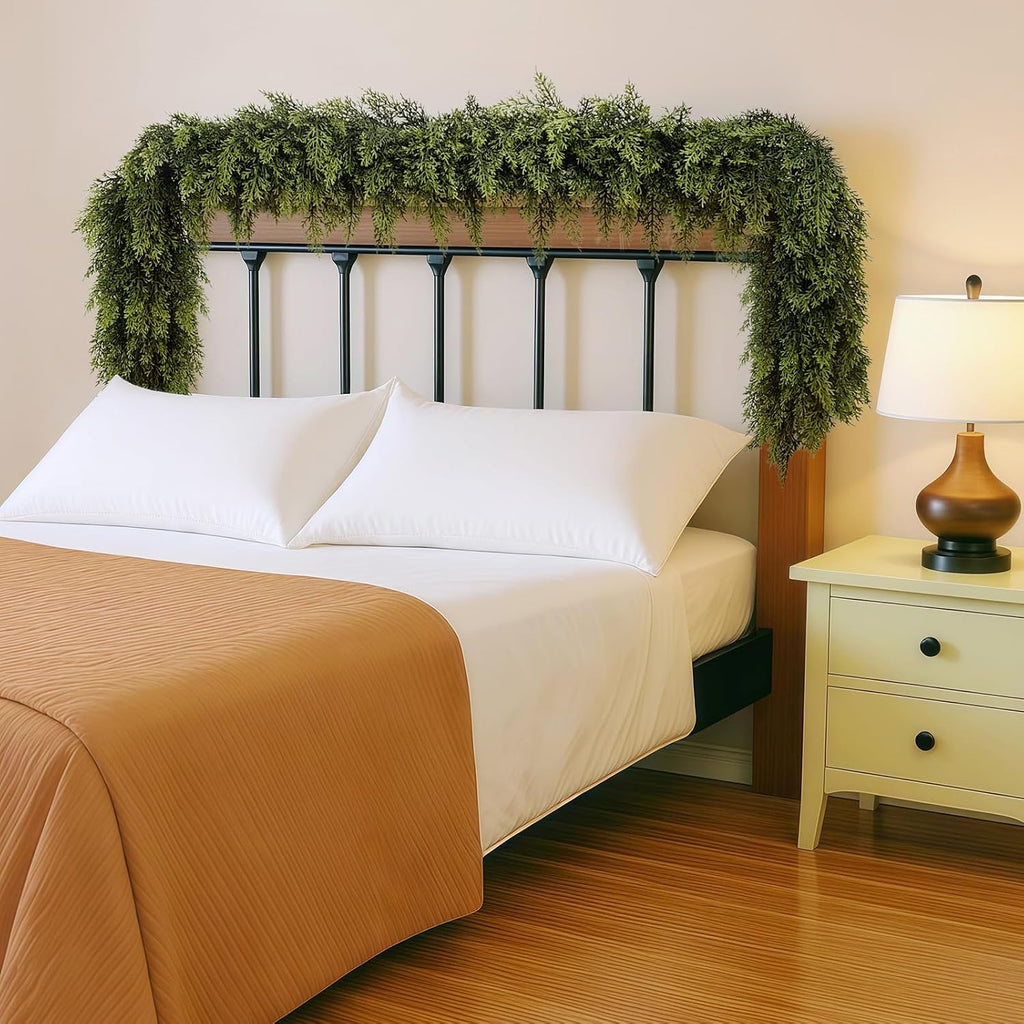2 Pcs 6FT Christmas Garland, Christmas Decorations, Real Touch Cedar Garland, Artificial Cypress Garlands for Mantle