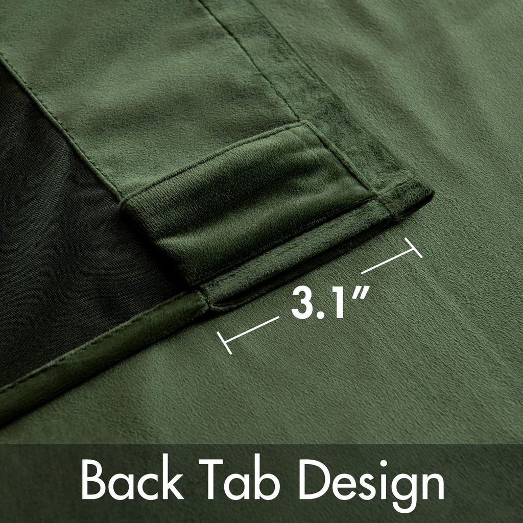 Velvet Curtains 52x108 inches 2 Panels Olive Green Blackout Curtains