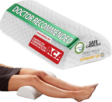 Knee Pillow for Back Sleeping - 100% Memory Foam Bolster Pillow for Legs - Under Knee Pillow for Sleeping on Back