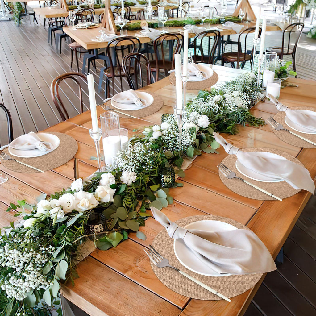 24 Pcs 11.8 Inch Burlap Round Placemats Bulk, Natural Table Mats