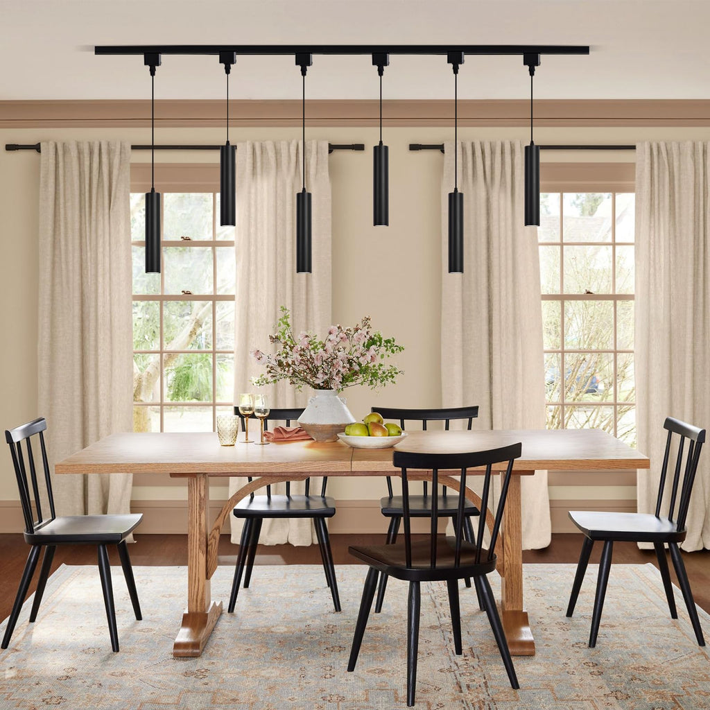 H Track Pendant Lights with Adjustable Cord, Black 6.5W 6 Pack