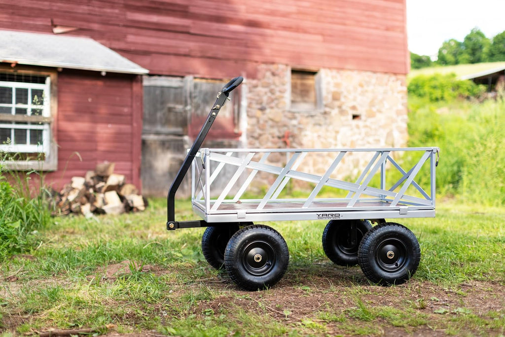 Heavy Duty 1200lb Steel All Terrain Utility Cart, Garden Wagon, 9 cu ft Bed, Easy Assembly, Removable Side Panels
