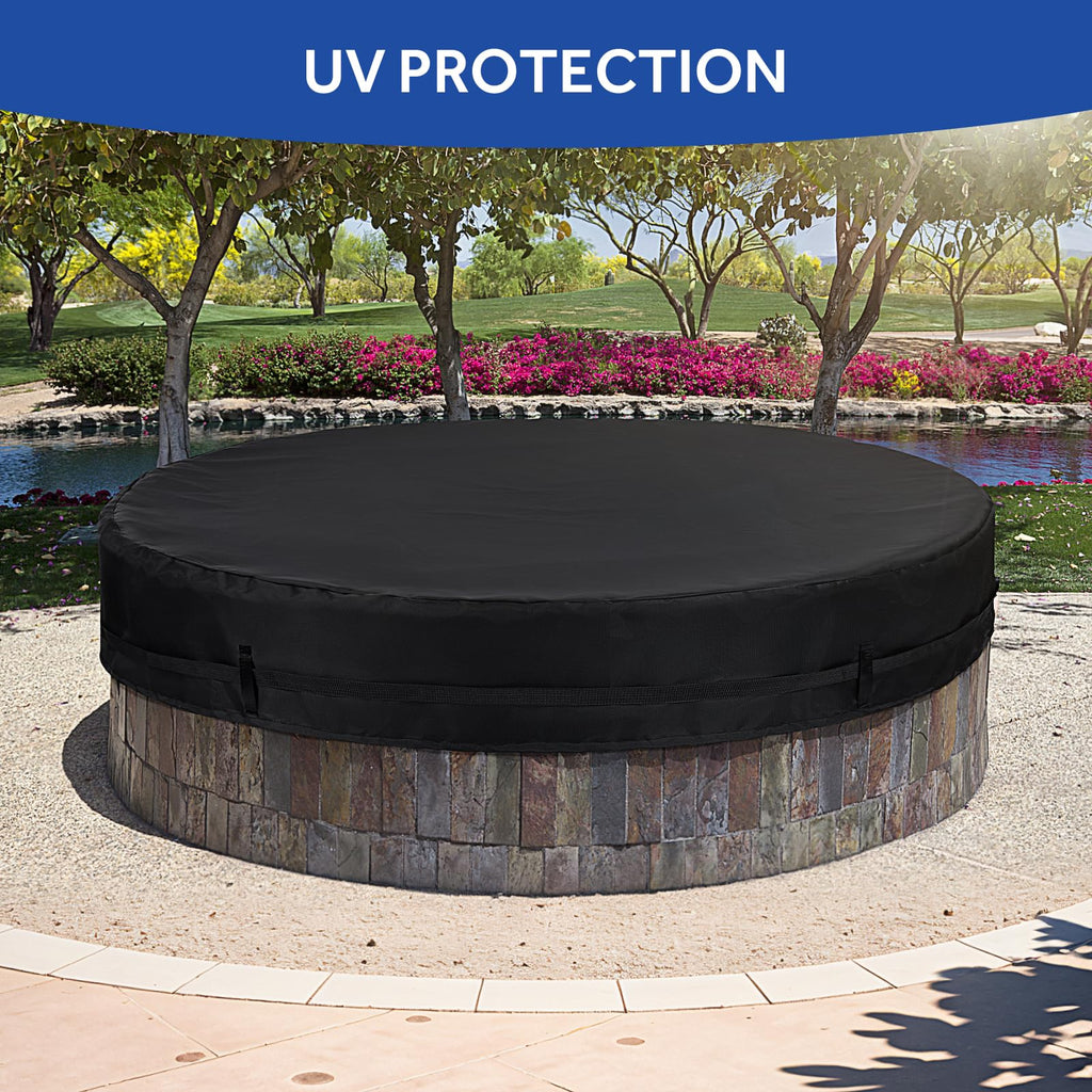 Round Fire Pit Cover, 52-56 Inch In Ground Fire Pit Cover for Outdoor Patio Built in Fire Pit, Heavy Duty Round Gas