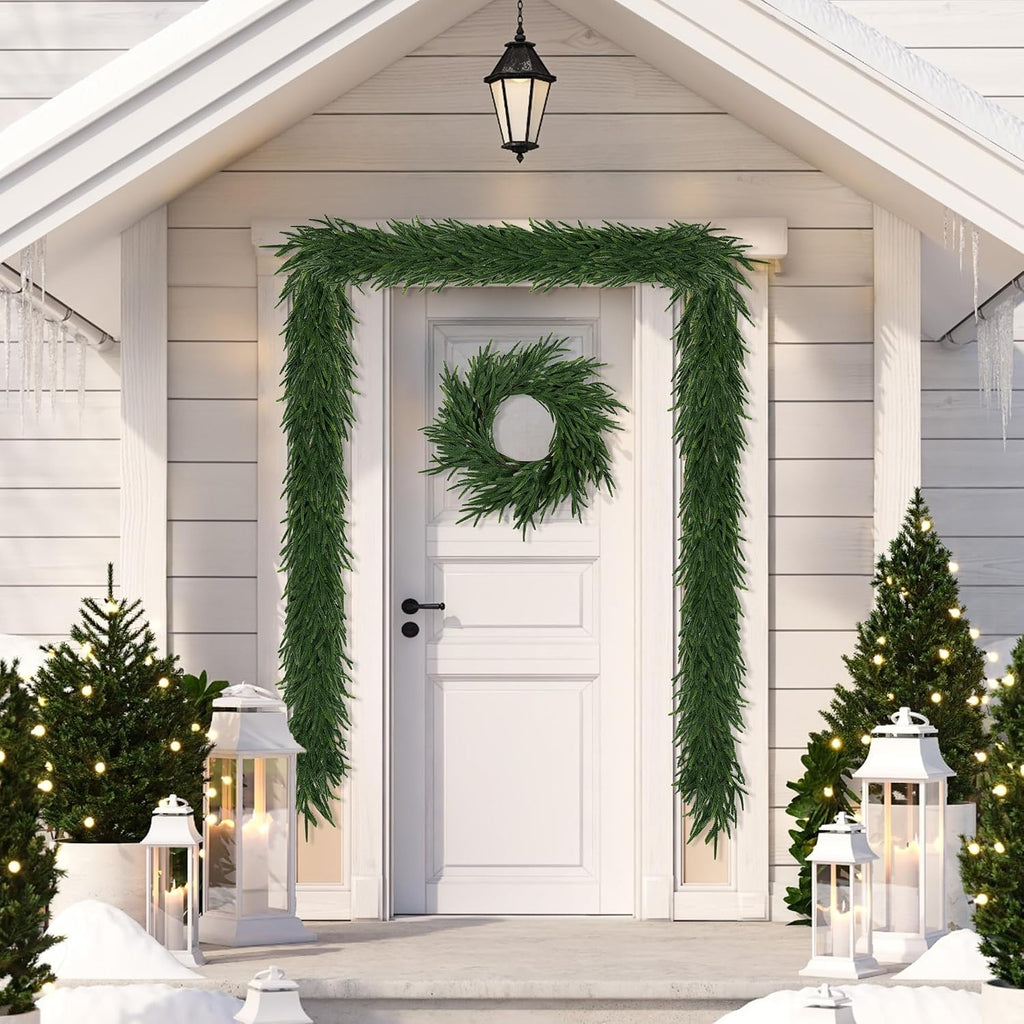 16FT Realistic Christmas Garland Pine Garland Real Touch Green Artificial Greenery Garland Artificial Pine