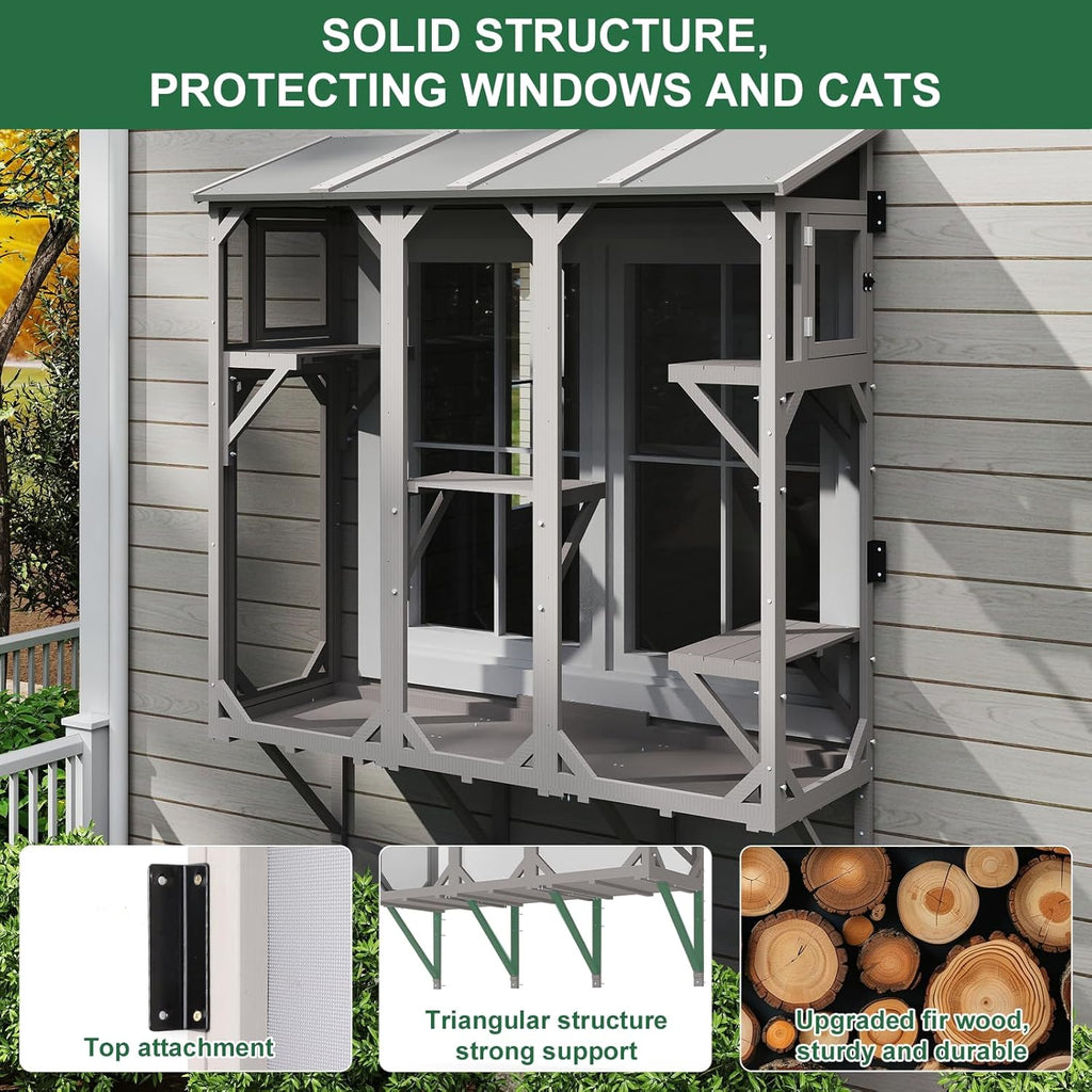 Cat Catio Expandable Window Box Enclosure for Multiple Cats