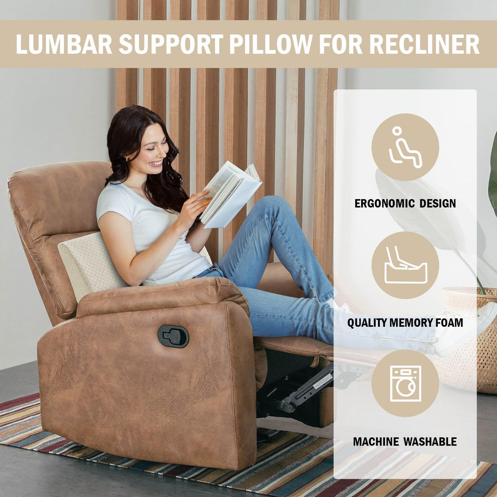 Lumbar Support Pillow for Recliner Chair, Memory Foam Back Support Cushion for Elderly, Extra Large Lumbar Support