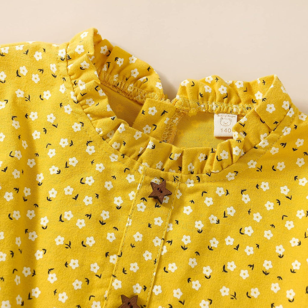 Toddler Girls Cotton Dress Floral Dress for Little Girls midi Dress Fall Winter Dress