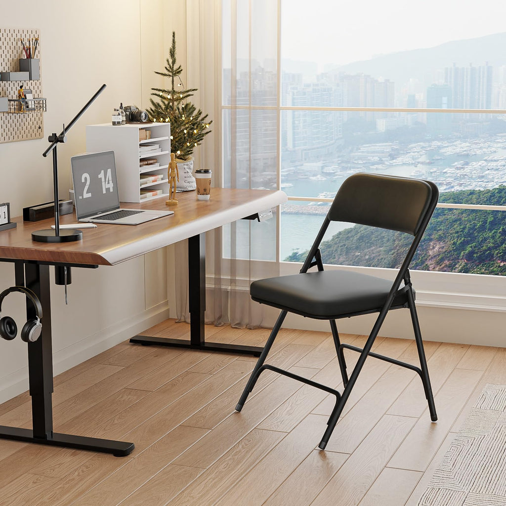 Padded Folding Chairs with Thick Seat Cushion, Portable, Durable & Extra Comfortable Foldable Chairs for Indoor &