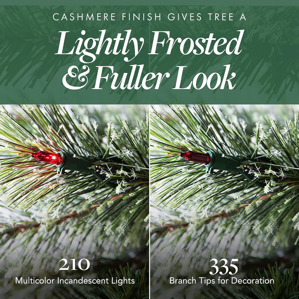 Stanley Slim Pre-Lit Pencil Christmas Tree - Artificial Pine with 350 Multicolor Incandescent Lights and 335
