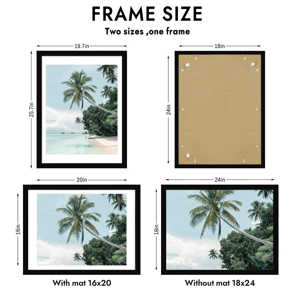 18x24 Picture Frame, Black Wood Style, Wall Mounting