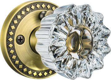 Glass Door Knobs, Antique Brass Door Knob Interior, 1 Pack