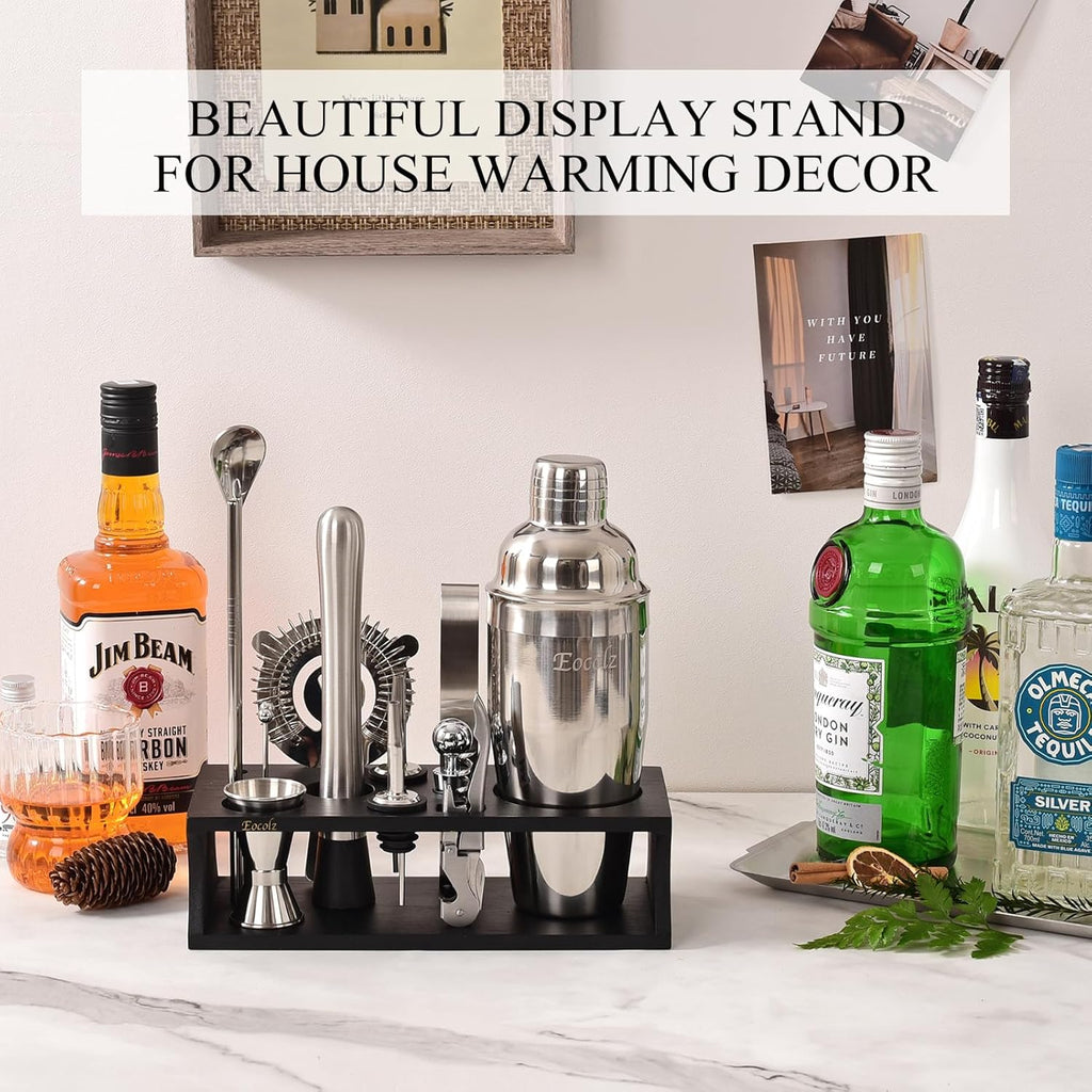 Bartender Kit Cocktail Shaker Set with Stand 17-Piece Bar Tool Bar Set for Drink Mixing Home Bartending Kit Bar Cart