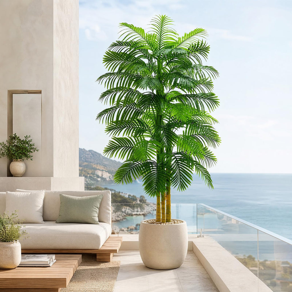 Artificial Golden Cane Palm Tree:6T Fake Tropical Areca Palm Trees