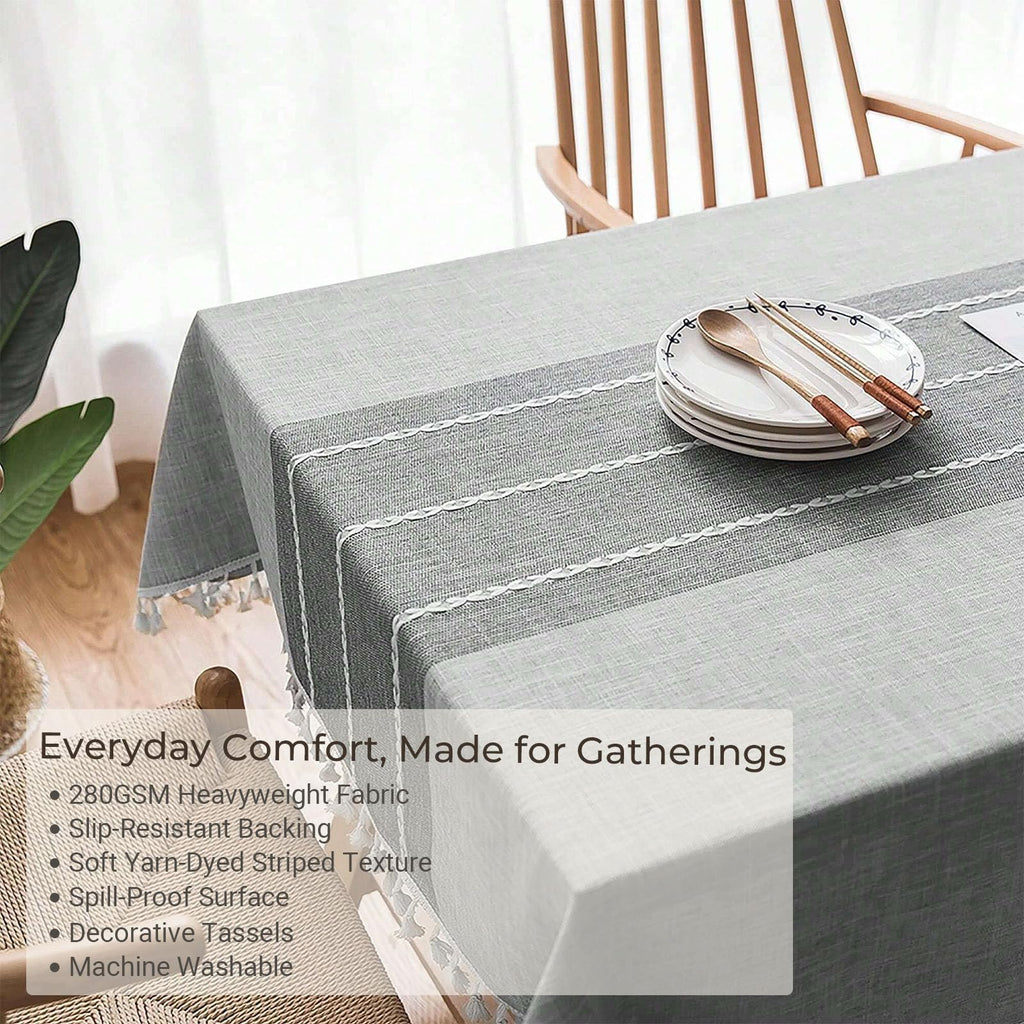 Waterproof Outdoor Rectangular Tablecloth, Gray Stripe, 55 x 86 Inch