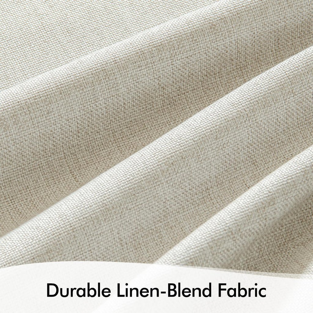 Linen Pinch Pleated 100% Blackout Curtains for Bedroom 84 Inch Long 2 Panels Set - Back Tab Track Cream Black Out