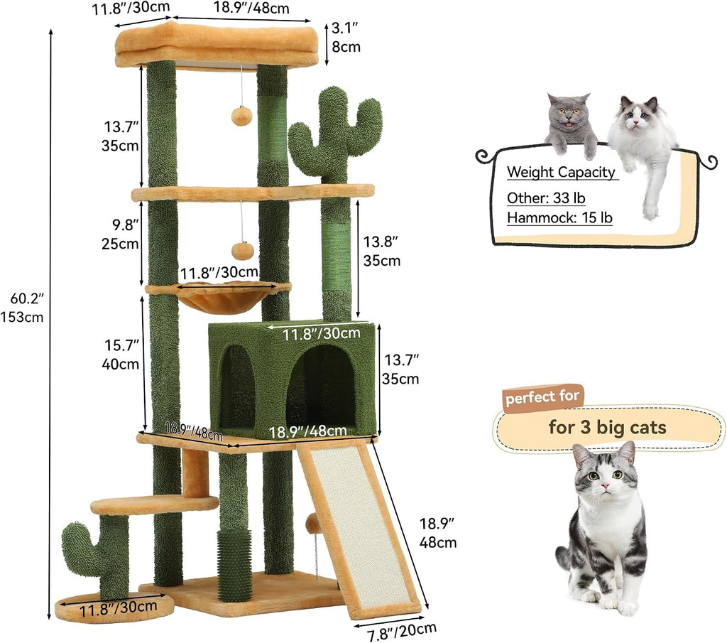 Tall Cactus Cat Tree Tower