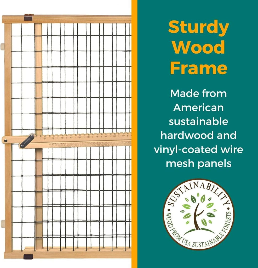 Wire Mesh Dog Gate: 29.5"-50" Wide, Pressure Mounted with No Tools; Expandable, Durable Pet Gates for Doors
