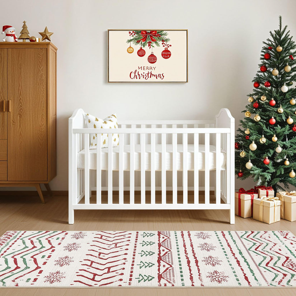 Christmas Rug Kitchen Runner Rugs: 2x6 Washable Boho Neutral Soft Modern Stain Resistant Indoor Floor Carpet Non Slip