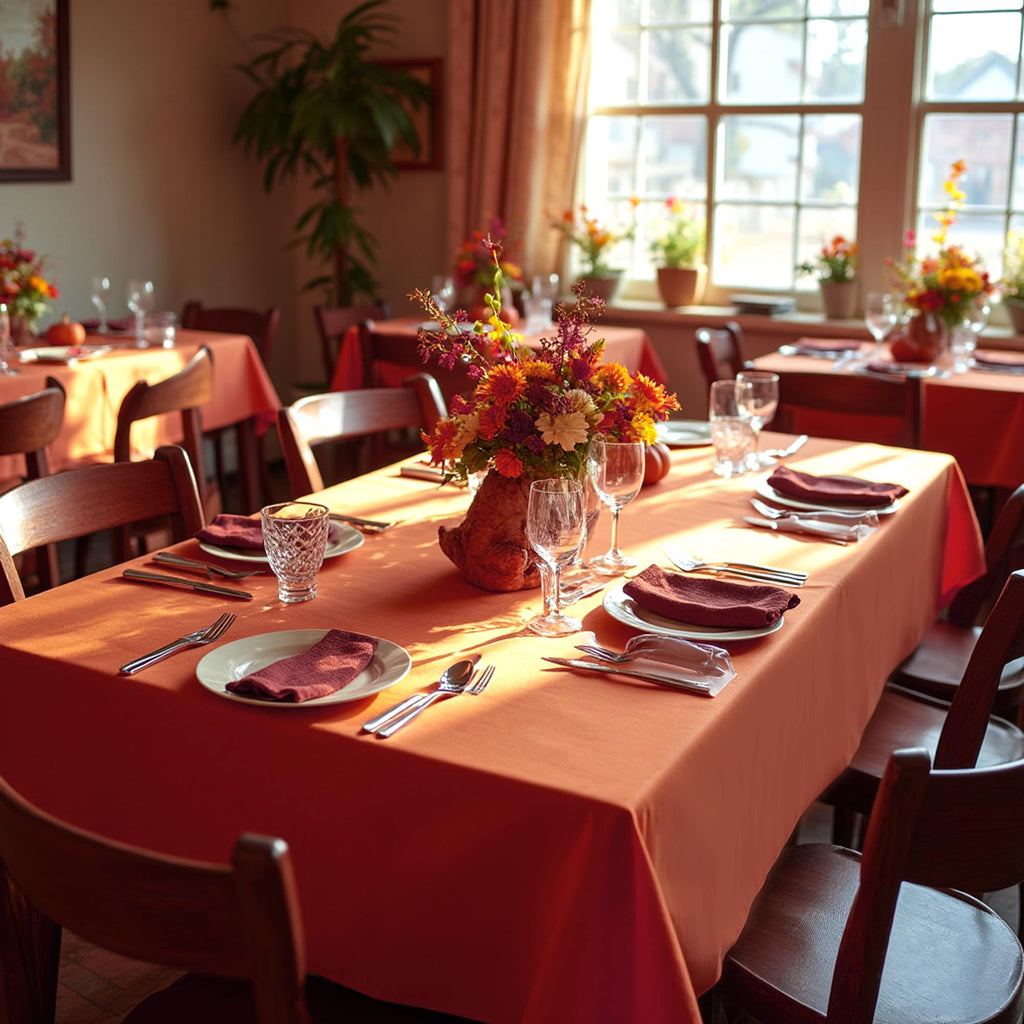 Thanksgiving Tablecloths Rectangular 54x108 Inch, 6 Pack Rust