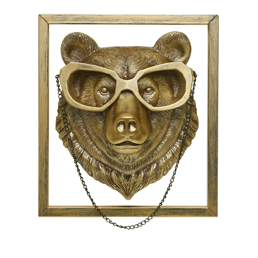 Animal Heads Wall Decoration (Gift Metal Frame) Resin Animals Sculptures Head Wall Hanging Decor Gold vintage Wall